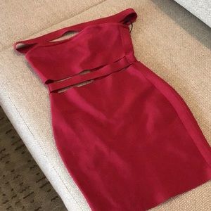 HOLT Maison de Luxe back zip cutout bandage dress, red, size small